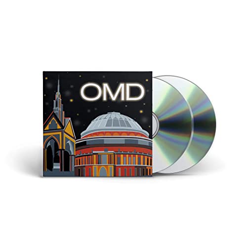 OMD live CD set featuring a stylized illustration of the Royal Albert Hall.