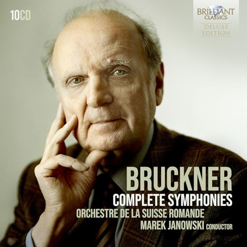 Portrait of conductor Marek Janowski with “Bruckner Complete Symphonies” text.