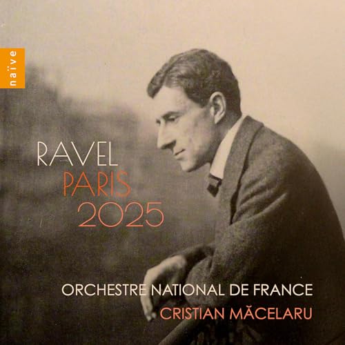 CD cover featuring a sepia profile portrait of Maurice Ravel with album text.