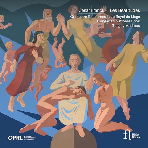 CD cover for Franck’s “Les Béatitudes” featuring figures in a mural style.