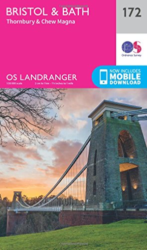 Ordnance Survey Landranger map 172, covering Bristol & Bath area with Clifton Suspension Bridge.