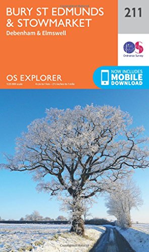 Ordnance Survey Explorer Map 211, showing Bury St Edmunds and Stowmarket area.