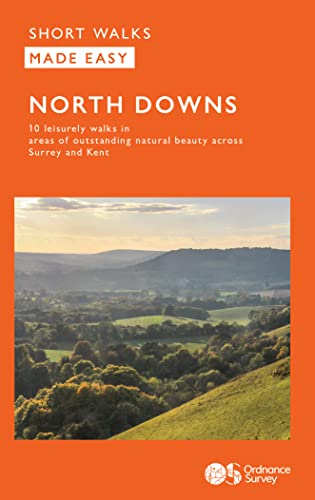 Book cover: "North Downs Short Walks Made Easy" with landscape photo.