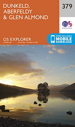 Orange and white OS Explorer map cover with a Scottish loch scene.