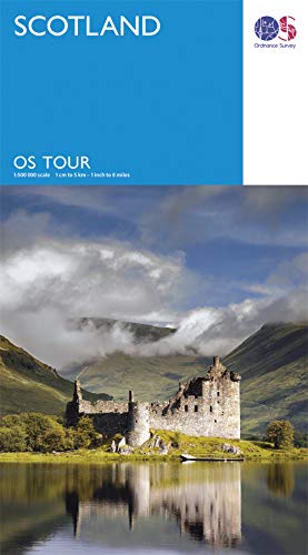 Ordnance Survey Scotland tour map cover featuring Kilchurn Castle reflected in a loch.