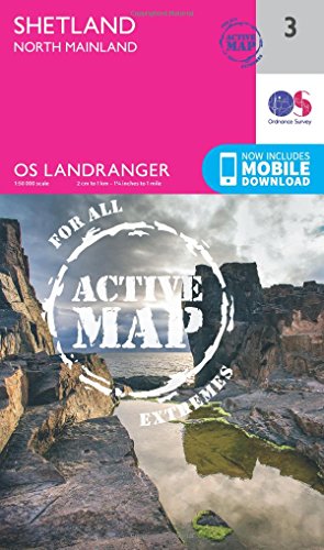 Outdoor map cover featuring rugged Shetland coastline and rocky cliffs.