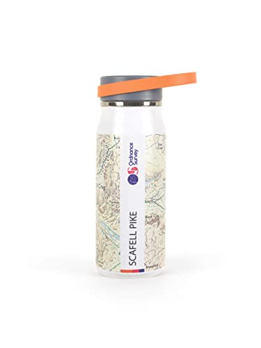 Silver and white insulated bottle with Ordnance Survey map design.