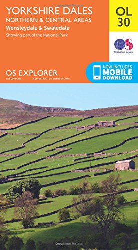Ordnance Survey Explorer map OL30 of the Yorkshire Dales featuring a landscape photograph.