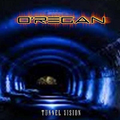 "CD cover art for O'Regan's 'Tunnel Vision' featuring a dark tunnel with blue glow."