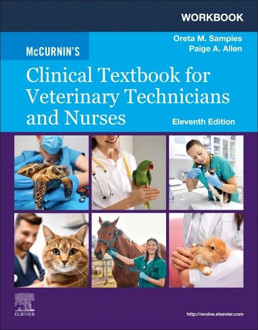 Workbook cover for veterinary technicians and nurses, showing various animals.