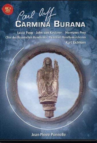 DVD cover for Carl Orff's Carmina Burana featuring a stone statue in a circular frame.