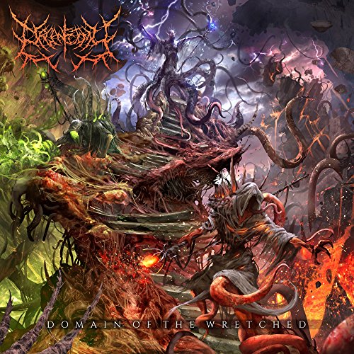 Dark, detailed album art depicting a grotesque, hellish landscape with figures.