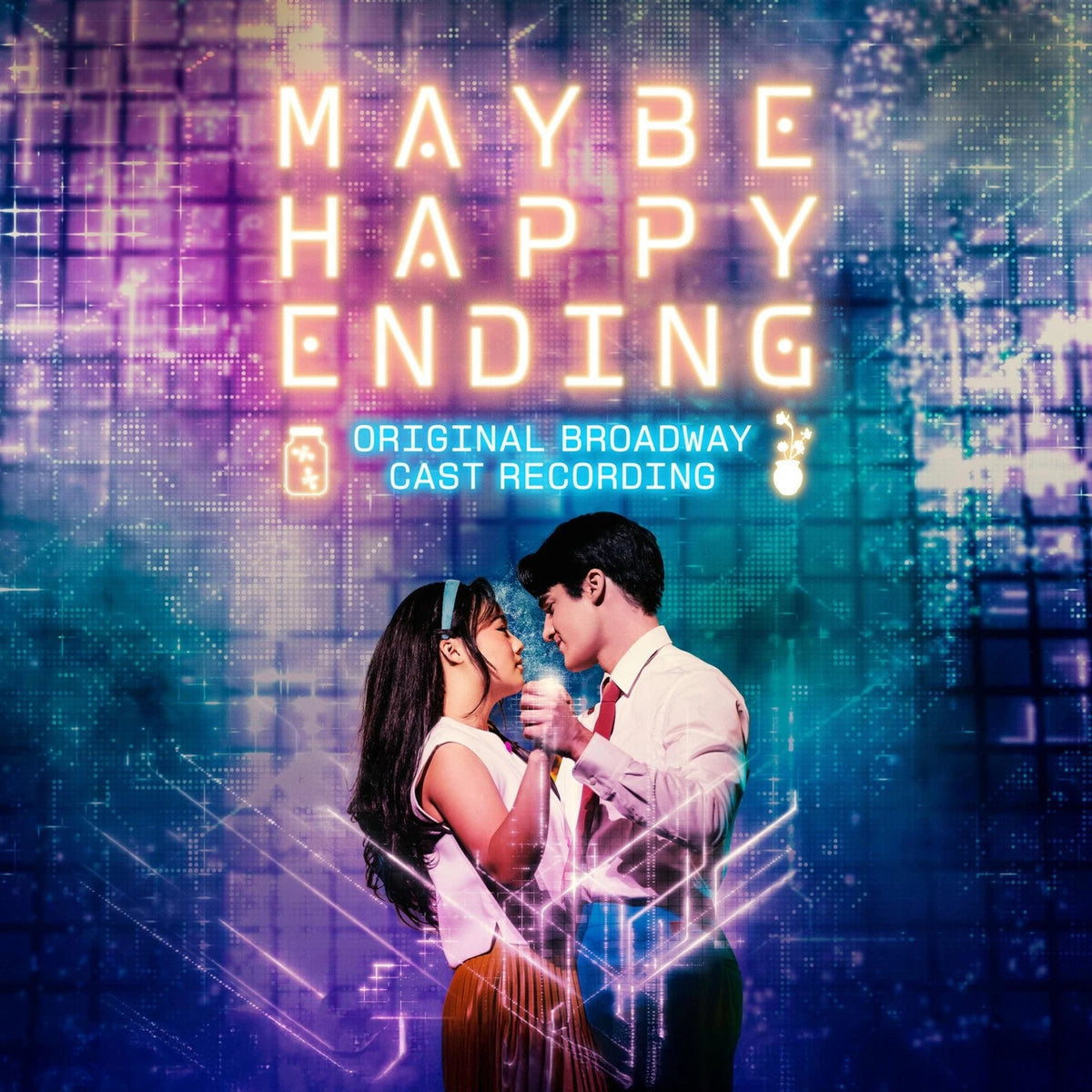 Vinyl record for “Maybe Happy Ending” musical, with couple on cover.