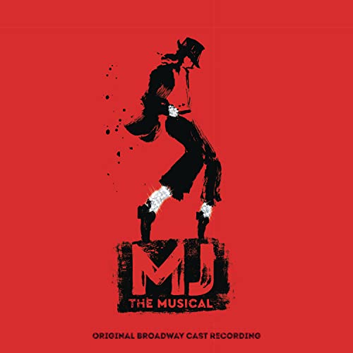 Red album cover for “MJ The Musical” featuring a silhouette of Michael Jackson.