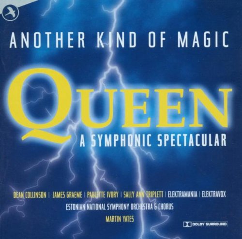 CD cover featuring the title Queen A Symphonic Spectacular against a blue lightning background.