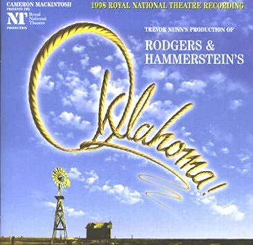 “Oklahoma!” CD cover with golden lasso design over a prairie landscape.