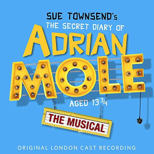 CD cover with yellow marquee-style letters spelling Adrian Mole against a blue background.