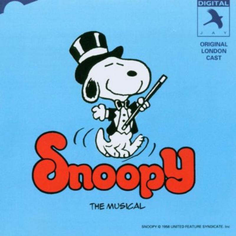 Snoopy in a top hat and tuxedo on a blue CD cover.