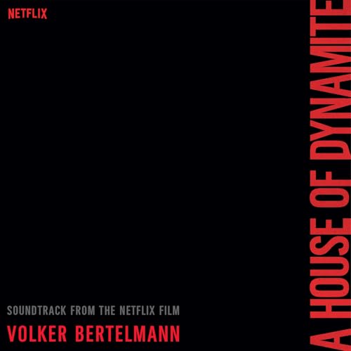 Vinyl cover with black background, red text reading A House of Dynamite, Volker Bertelmann.