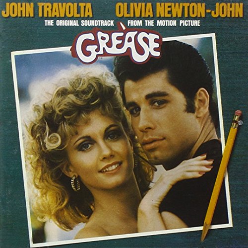 “Grease” soundtrack CD cover featuring John Travolta and Olivia Newton-John.