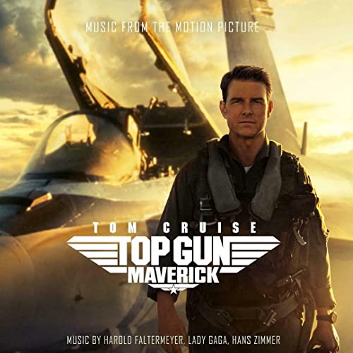 Man in flight suit stands before fighter jet at sunset with movie title overlay.