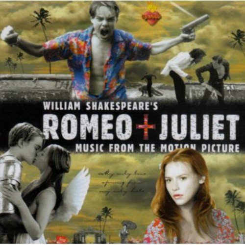 CD cover for "Romeo + Juliet" soundtrack featuring film stills and text.