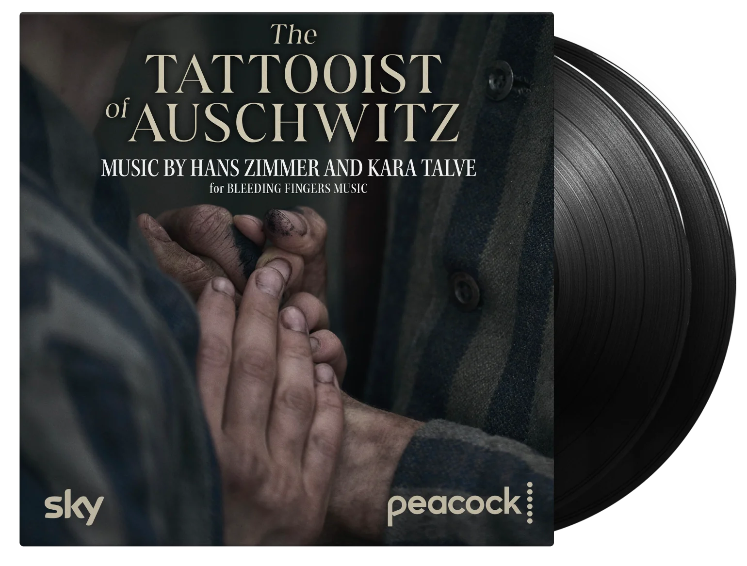 “Tattooist of Auschwitz” vinyl record with praying hands on the cover.