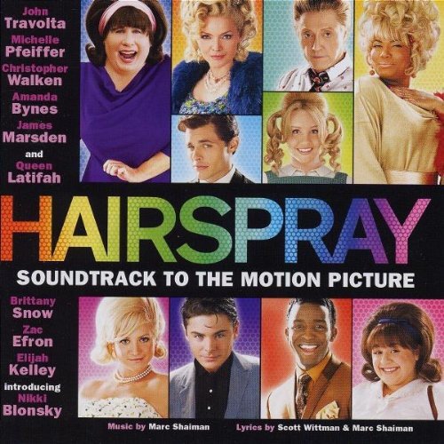 “Hairspray” soundtrack CD cover featuring portraits of the film’s cast.