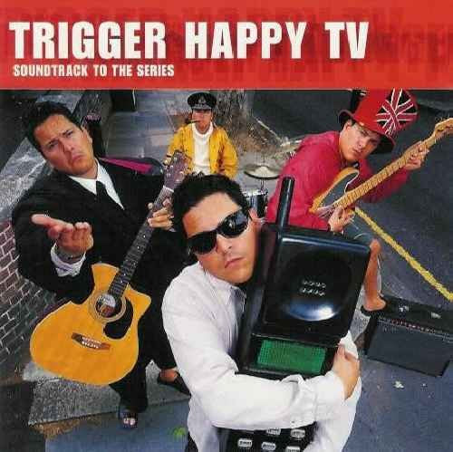 CD cover for "Trigger Happy TV" soundtrack featuring three musicians.