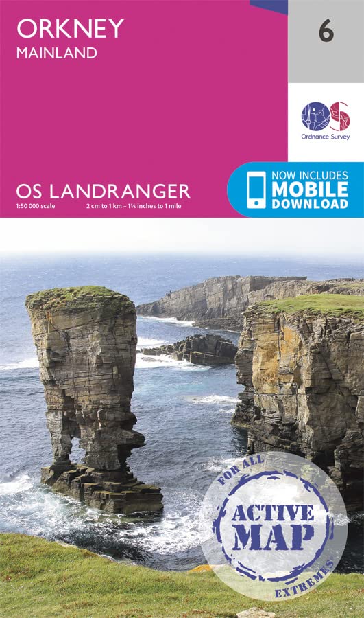 Orkney Mainland Ordnance Survey map cover featuring coastal cliffs and sea stacks.