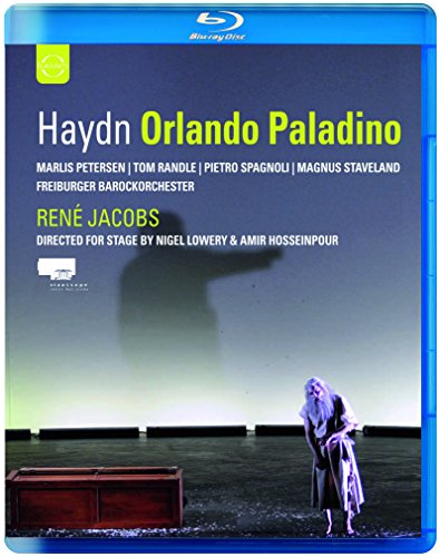 Blu-ray cover for Haydn's "Orlando Paladino" opera, featuring a silhouetted figure.