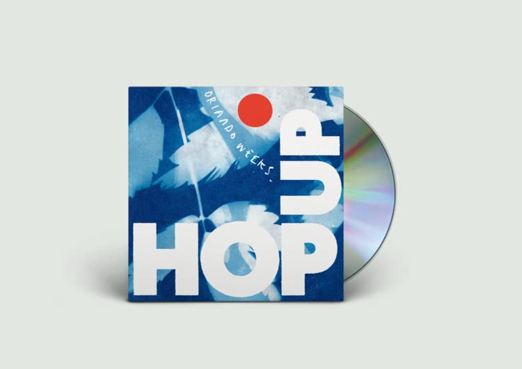 CD cover for Orlando Weeks’ “Hop Up” with blue and white design.
