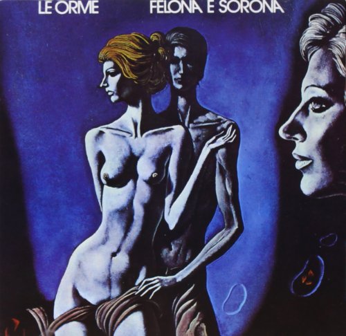 CD cover: “Felona Sonora” by Le Orme, featuring stylized figures in blue.