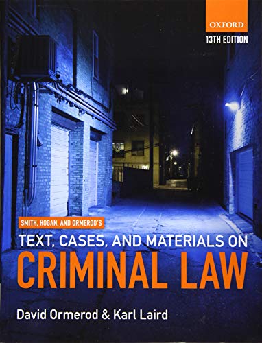 Criminal Law textbook cover with a dark alleyway image.
