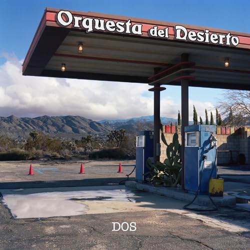 CD cover: Desert gas station with mountains in the background.