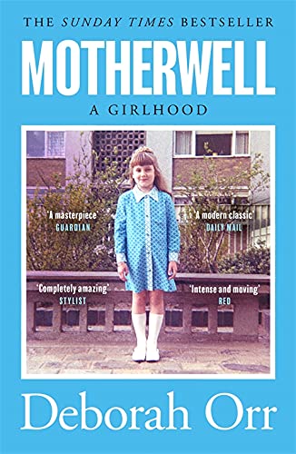 Book cover: young girl in blue dress stands before brick buildings.