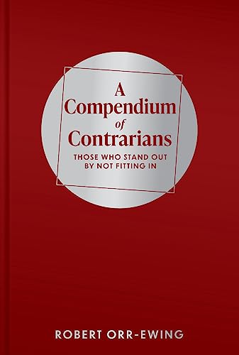 Red book cover with white circle and title: "A Compendium of Contrarians.