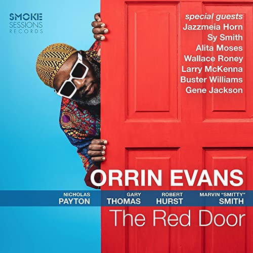CD cover: Orrin Evans peeking through a bright red door.
