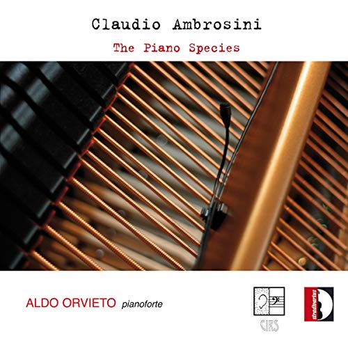 "CD cover with close-up of piano strings and hammer, white background, text, and logos."