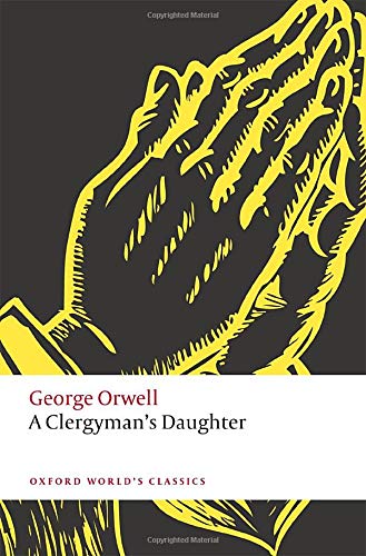Book cover: yellow hands against black, title "A Clergyman's Daughter".