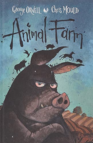Book cover of "Animal Farm" featuring a large pig and other animals.
