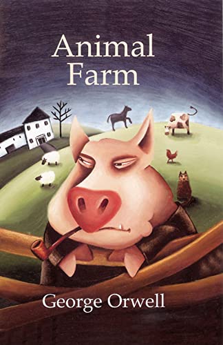 Book cover of "Animal Farm" featuring a pig with a pipe.
