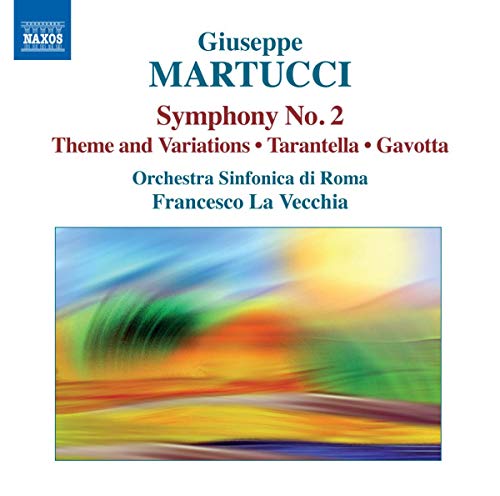 CD cover for Martucci’s Symphony No. 2 with abstract colorful artwork.