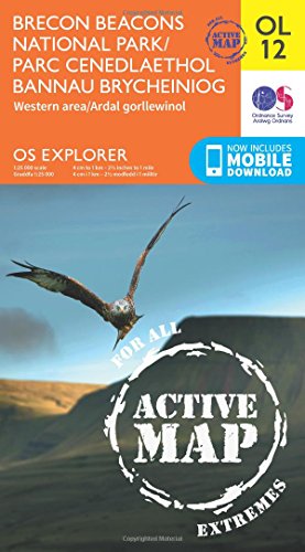 Brecon Beacons National Park map cover with a bird in flight.
