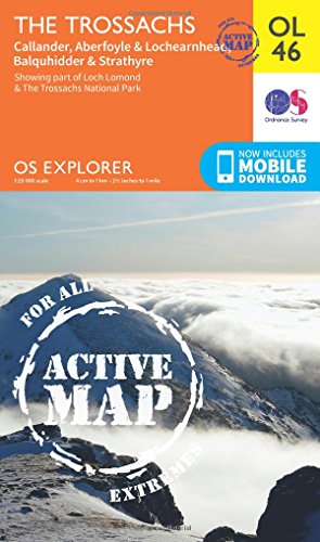 Ordnance Survey Explorer map of The Trossachs, with mountain scenery.