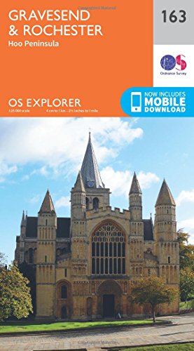OS Explorer map cover featuring Rochester Cathedral and surrounding text.
