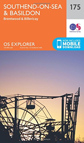 OS Explorer Map 175, Southend-on-Sea & Basildon, with pier image.