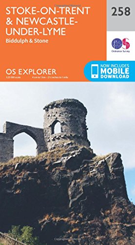 OS Explorer map cover featuring a stone castle ruin on a hilltop.