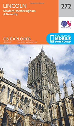 Ordnance Survey Explorer map 272 for Lincoln featuring a photograph of Lincoln Cathedral.