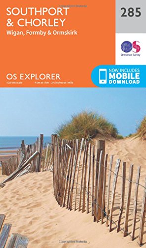 OS Explorer Map 285 cover: Southport & Chorley, coastal scene.